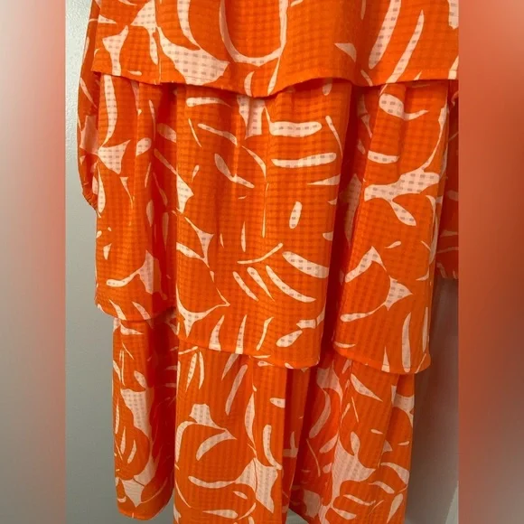 Who What Wear NWT Orange Tropical Patterned Women's Dress - Picture 2 of 4